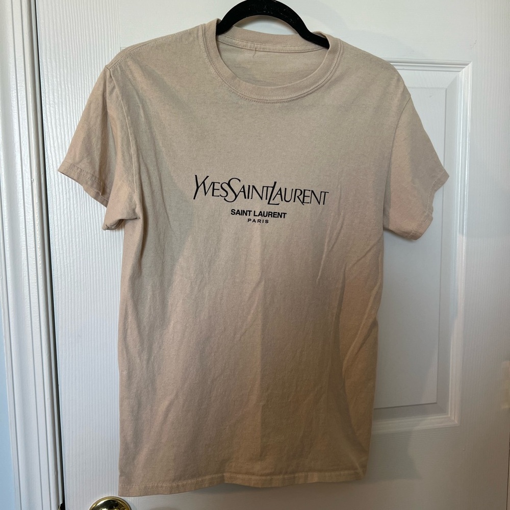 Saint Laurent Tan Logo Tee